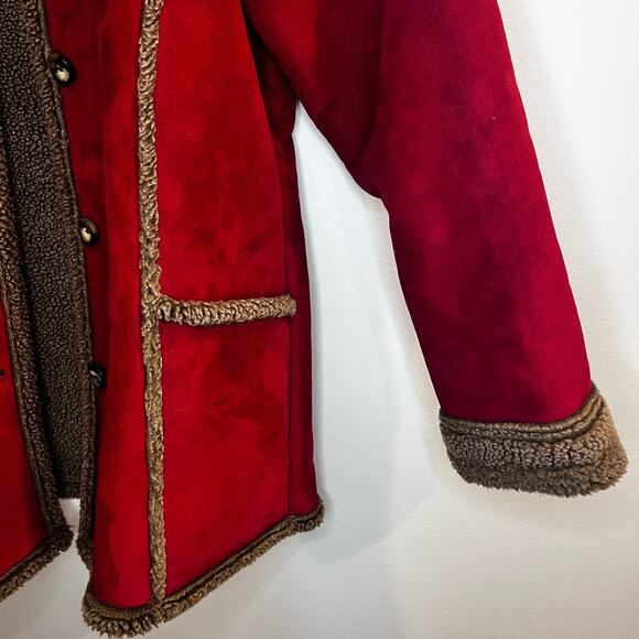 L.L. Bean Vintage Red Sherpa  Barn Coat Women's Jacket Size S Penny Lane - Picture 4 of 10
